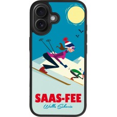 Coque iPhone 17 - Silicone rigide noir Saas-Fee Ski Downhill