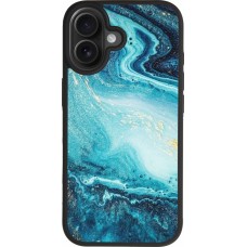Coque iPhone 17 - Silicone rigide noir Sea Foam Blue