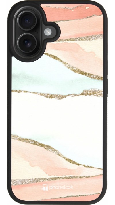 Coque iPhone 17 - Silicone rigide noir Shimmering Orange