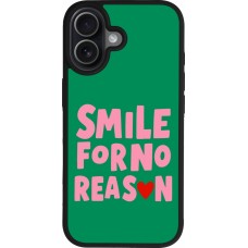 Coque iPhone 17 - Silicone rigide noir Smile for no reason 2026