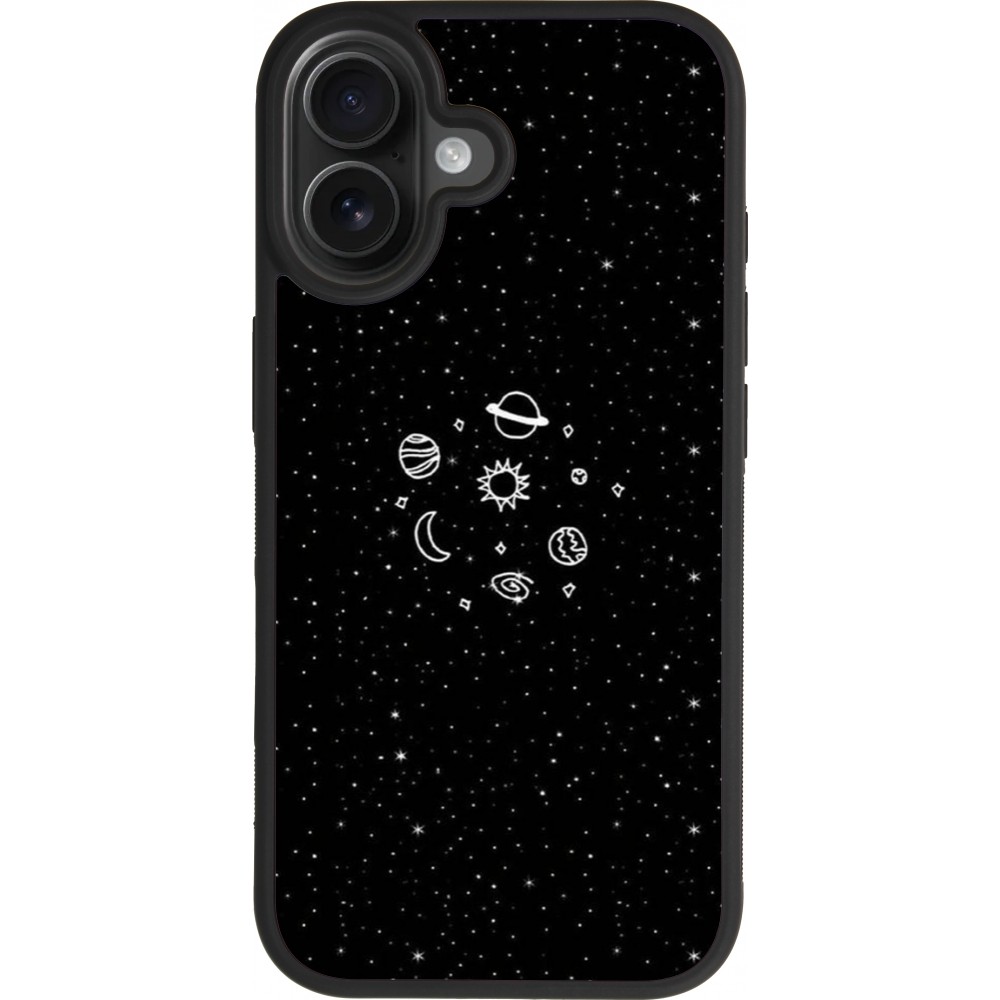 Coque iPhone 17 - Silicone rigide noir Space Doodle