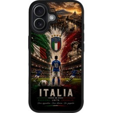 Coque iPhone 17 - Silicone rigide noir Football Italie splash 2026