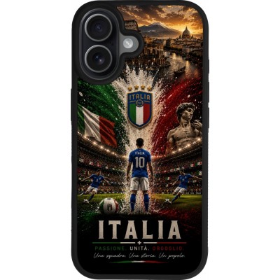Coque iPhone 17 - Silicone rigide noir Football Italie splash 2026