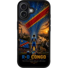 Coque iPhone 17 - Silicone rigide noir Football République démocratique du Congo splash 2026
