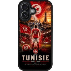 Coque iPhone 17 - Silicone rigide noir Football Tunisie splash 2026