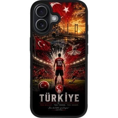 Coque iPhone 17 - Silicone rigide noir Football Turquie splash 2026