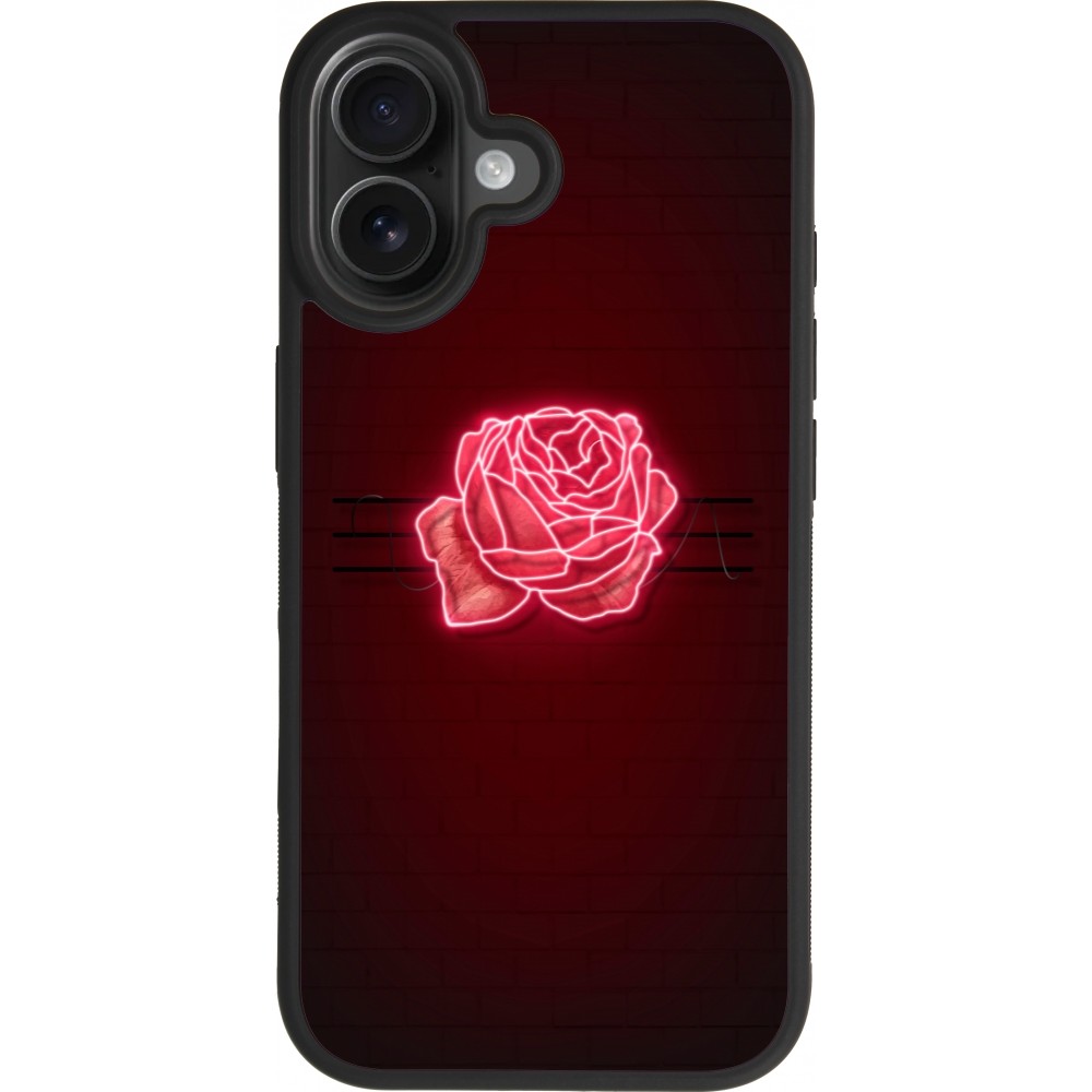 Coque iPhone 17 - Silicone rigide noir Spring 23 neon rose