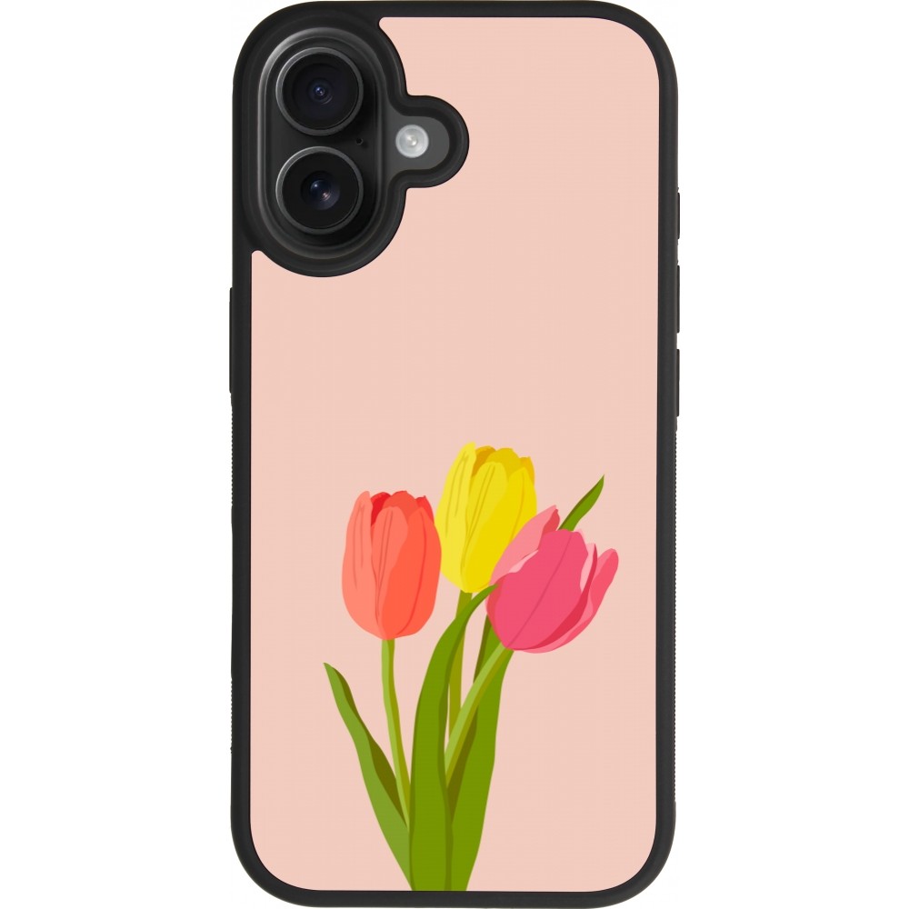 Coque iPhone 17 - Silicone rigide noir Spring 23 tulip trio