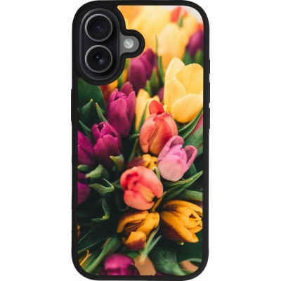 Coque iPhone 17 - Silicone rigide noir Bouquet of tulips Spring 2026