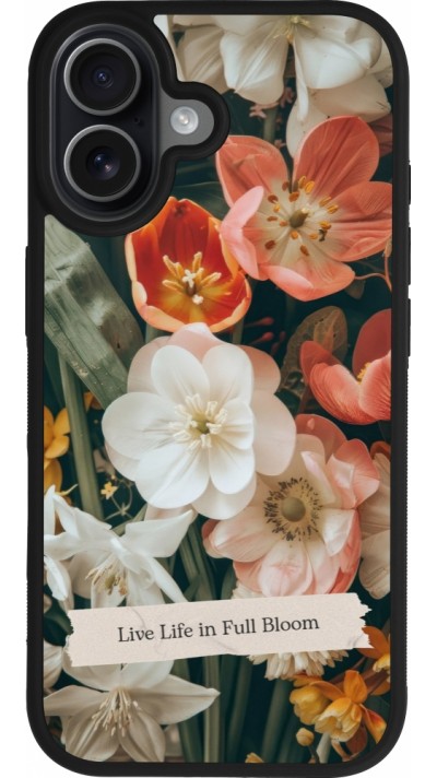 Coque iPhone 17 - Silicone rigide noir Full Bloom Spring 2026