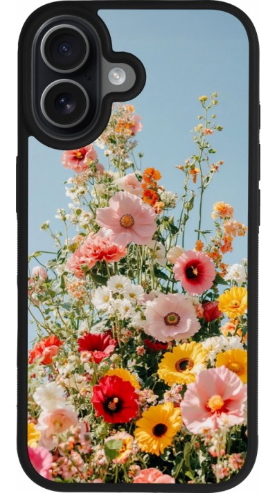 Coque iPhone 17 - Silicone rigide noir Spring flowers Spring 2026