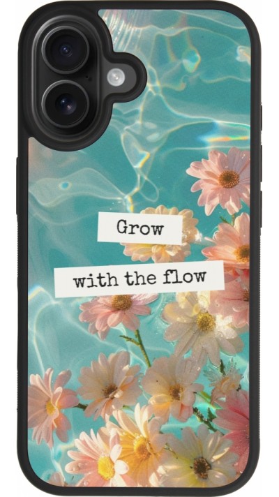 Coque iPhone 17 - Silicone rigide noir Summer 2025 Grow with the flow