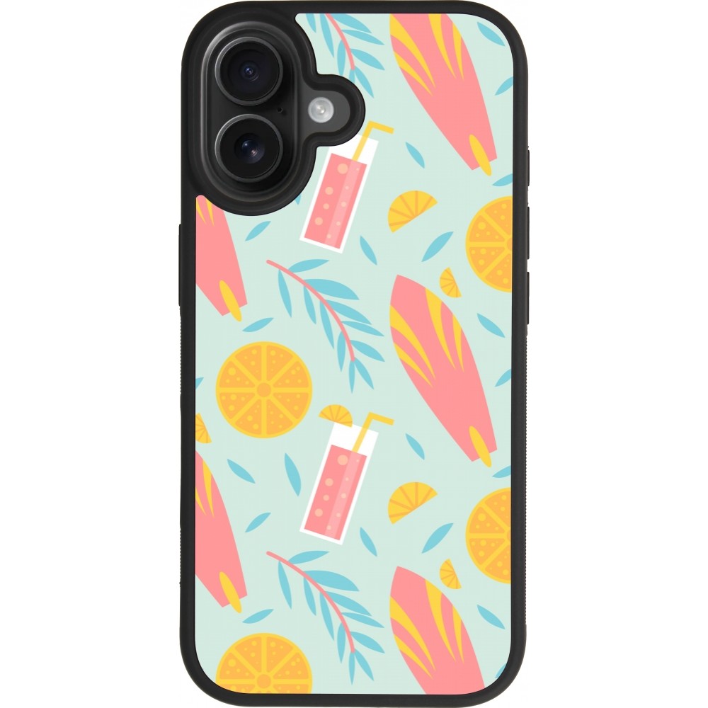 Coque iPhone 17 - Silicone rigide noir Summer 2025 Pattern citron