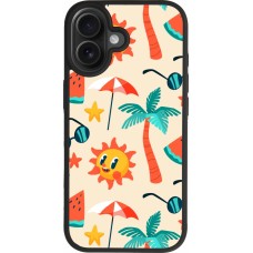 Coque iPhone 17 - Silicone rigide noir Summer 2025 Pattern soleil