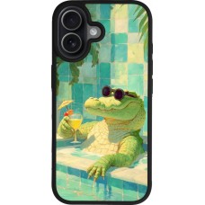 iPhone 17 Case Hülle - Silikon schwarz Crocodile in the swimming pool Summer 2026