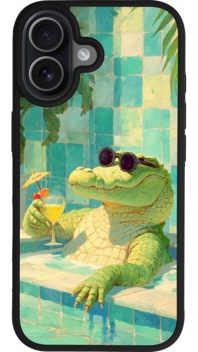 iPhone 17 Case Hülle - Silikon schwarz Crocodile in the swimming pool Summer 2026