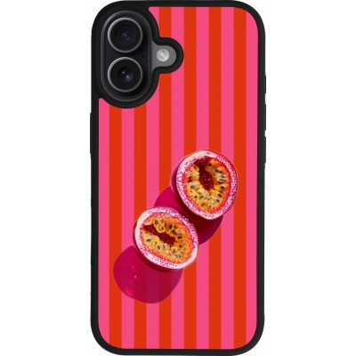 Coque iPhone 17 - Silicone rigide noir Passion fruit Summer 2026