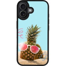 iPhone 17 Case Hülle - Silikon schwarz Pineapple with glasses Summer 2026
