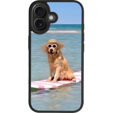 iPhone 17 Case Hülle - Silikon schwarz Summer Dog on Paddle