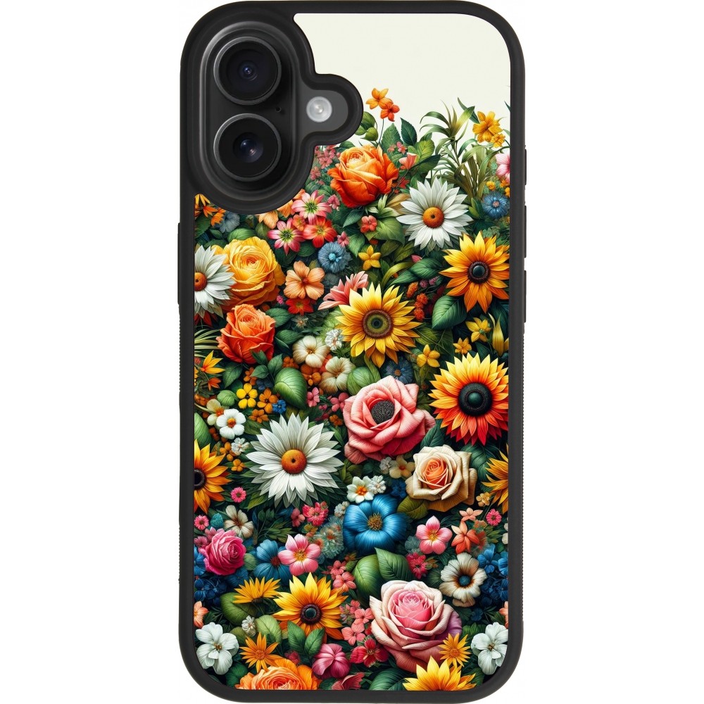 iPhone 17 Case Hülle - Silikon schwarz Sommer Blumenmuster