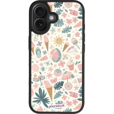 iPhone 17 Case Hülle - Silikon schwarz Sommer Pink Muster
