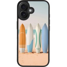 Coque iPhone 17 - Silicone rigide noir Summer surfboard 2025