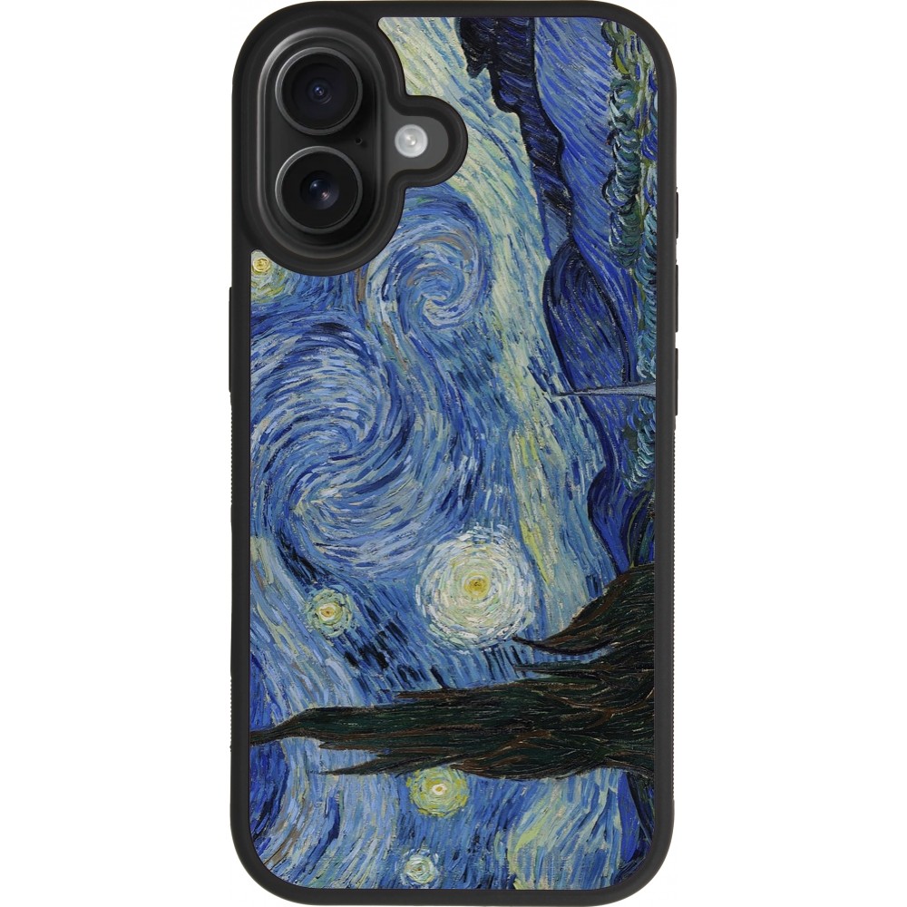 iPhone 17 Case Hülle - Silikon schwarz Kunstbild - Sternennacht - Van Gogh