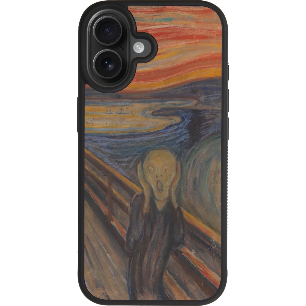 Coque iPhone 17 - Silicone rigide noir Tableau art - Le Cri - Edvard Munch