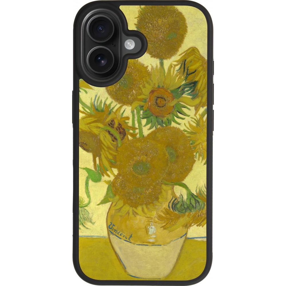 Coque iPhone 17 - Silicone rigide noir Tableau art - Les Tournesols - Van Gogh