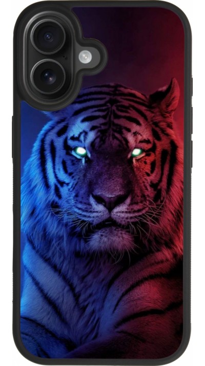 Coque iPhone 17 - Silicone rigide noir Tiger Blue Red