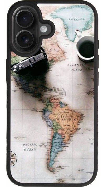 Coque iPhone 17 - Silicone rigide noir Travel 01