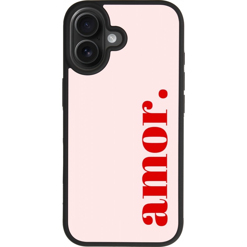 Coque iPhone 17 - Silicone rigide noir Valentine 2024 amor