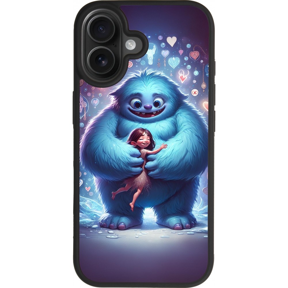 Coque iPhone 17 - Silicone rigide noir Valentine 2024 Fluffy Love