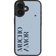 Coque iPhone 17 - Silicone rigide noir Valentine 2024 mucho amor azul