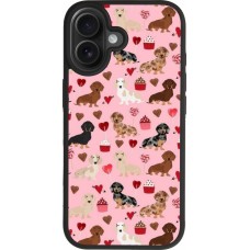 Coque iPhone 17 - Silicone rigide noir Valentine 2024 puppy love