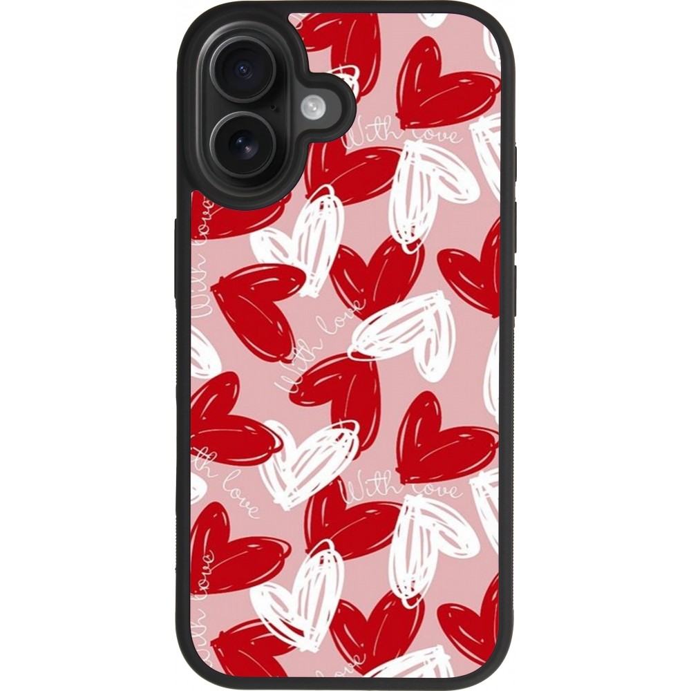 Coque iPhone 17 - Silicone rigide noir Valentine 2024 with love heart