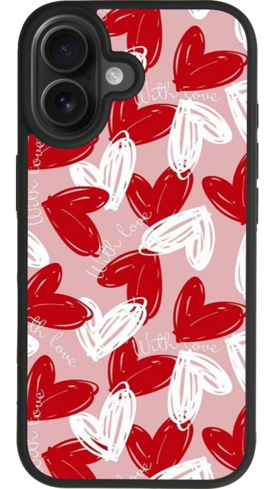 Coque iPhone 17 - Silicone rigide noir Valentine 2024 with love heart