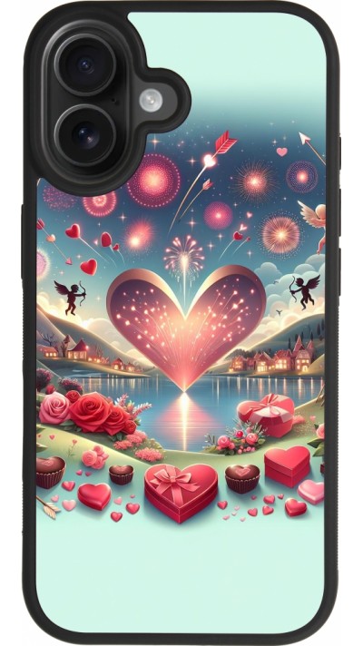 Coque iPhone 17 - Silicone rigide noir Valentine 2025 Chic