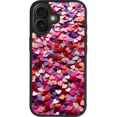 Coque iPhone 17 - Silicone rigide noir Valentine 2025 Confetti
