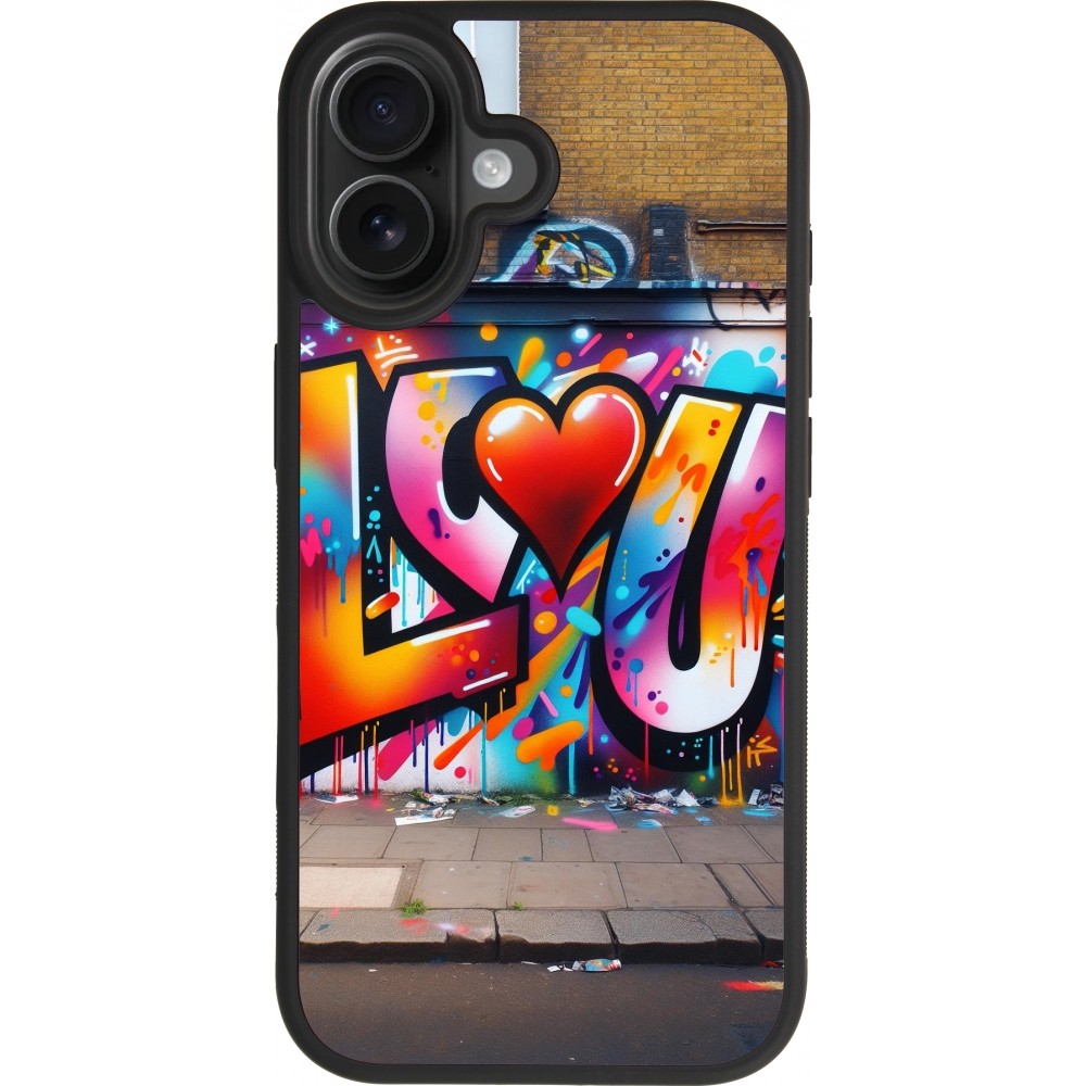 iPhone 17 Case Hülle - Silikon schwarz Valentin 2025 Liebe U Tag