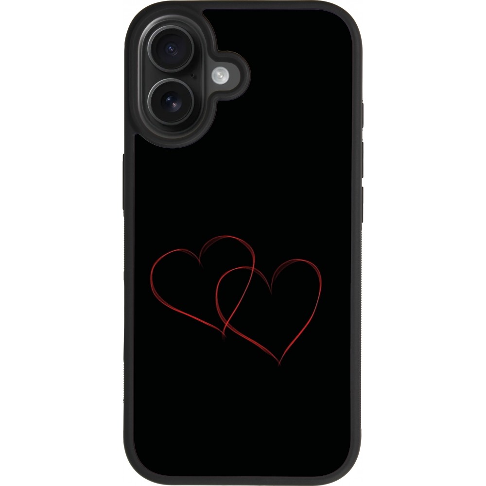 Coque iPhone 17 - Silicone rigide noir Valentine 2023 attached heart