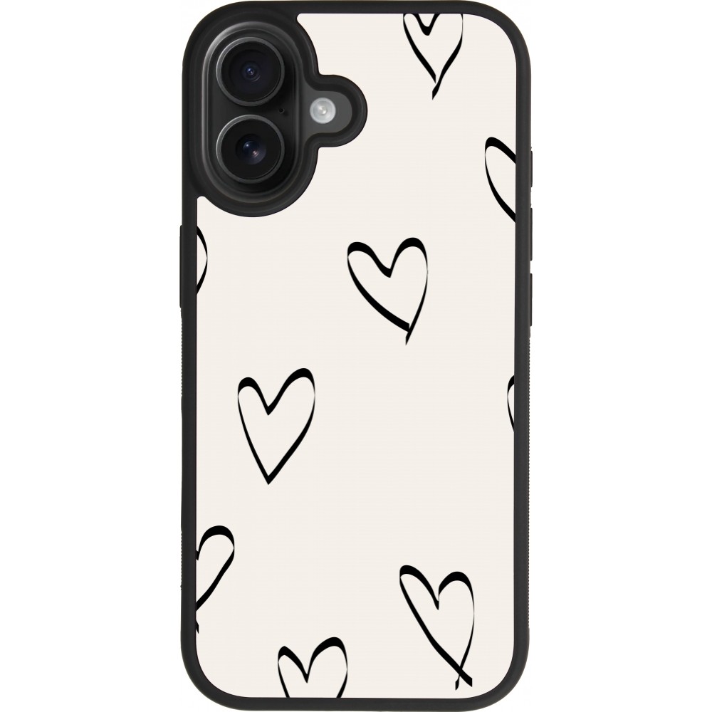 iPhone 17 Case Hülle - Silikon schwarz Valentine 2023 minimalist hearts