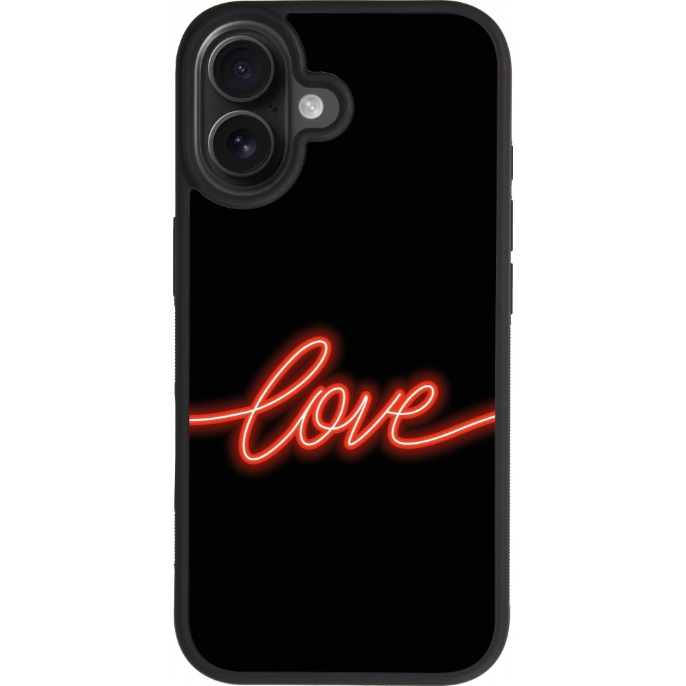 iPhone 17 Case Hülle - Silikon schwarz Valentine 2023 neon love