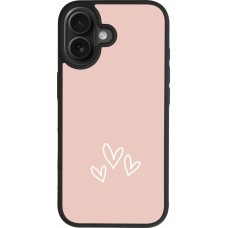 Coque iPhone 17 - Silicone rigide noir Valentine 2023 three minimalist hearts