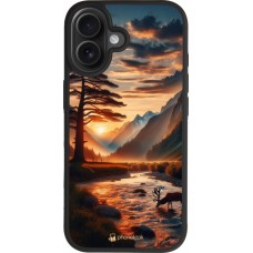 Coque iPhone 17 - Silicone rigide noir Valley Sunset Deer Tree