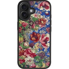 iPhone 17 Case Hülle - Silikon schwarz Vintage Art Flowers
