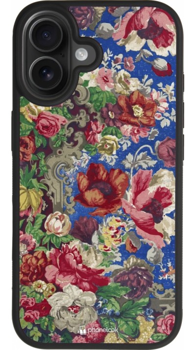Coque iPhone 17 - Silicone rigide noir Vintage Art Flowers