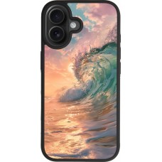Coque iPhone 17 - Silicone rigide noir Wave Sunset