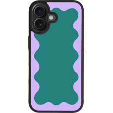Coque iPhone 17 - Silicone rigide noir Wavy Rectangle Green Purple