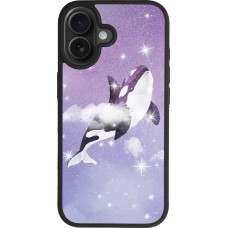iPhone 17 Case Hülle - Silikon schwarz Whale in sparking stars